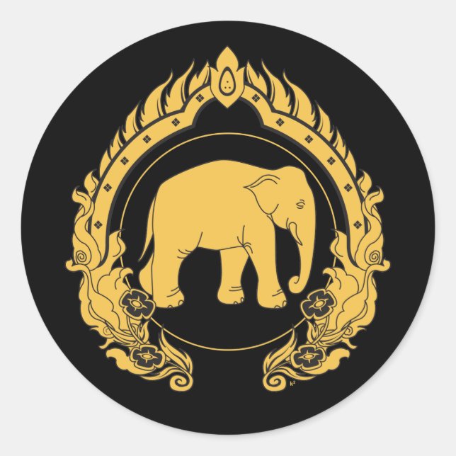Thai Elephant Classic Round Sticker (Front)