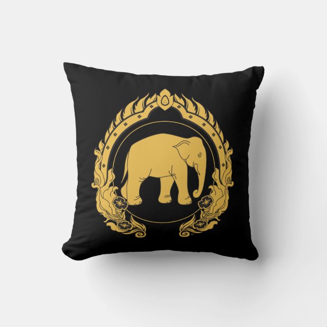Thai Elephant Throw Pillow (Front)