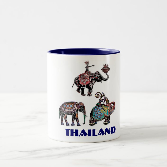 Thai Elephants Thailand Travel Souvenir Two Tone Coffee Mug Thai Elephants Thailand Travel Souvenir