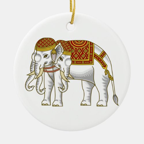 Thai Erawan White Elephant Ceramic Ornament