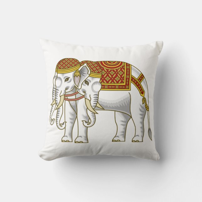 Thai Erawan White Elephant Throw Pillow (Front)