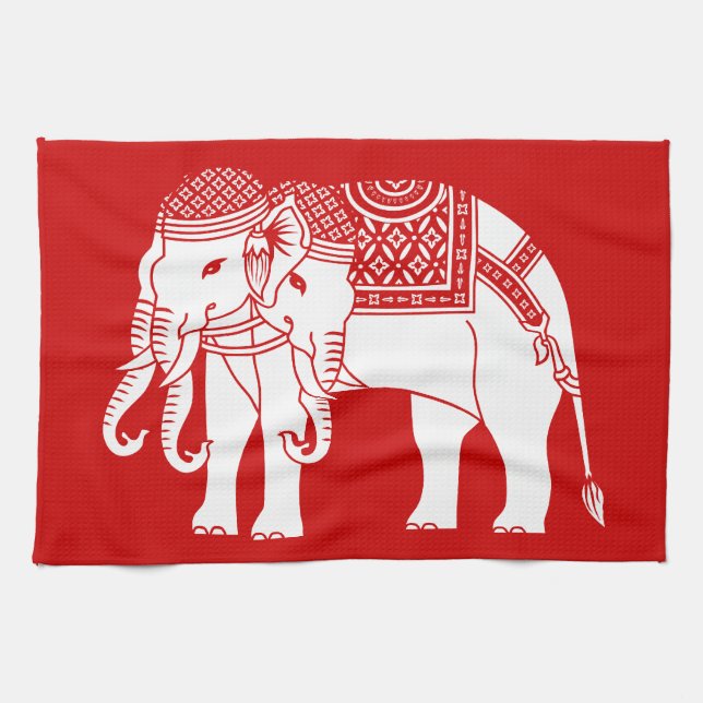 Thai Erawan White Elephant Towel (Horizontal)