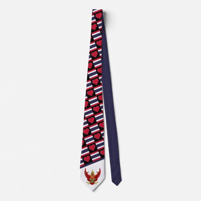 Thai Flag and Emblem of Thailand National Pride Neck Tie (Front)