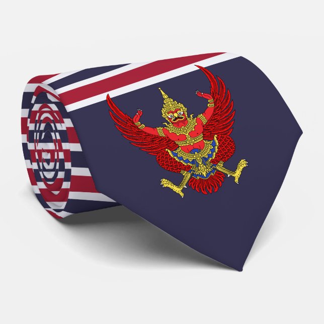 Thai Flag & Emblem, Flag of Thailand Neck Tie (Rolled)