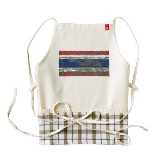 Thai Flag on Rough Wood Boards Effect Zazzle HEART Apron