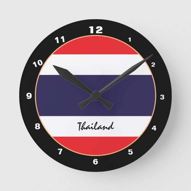 Thai Flag, patriotic Thailand trendy Home / design Round Clock (Front)