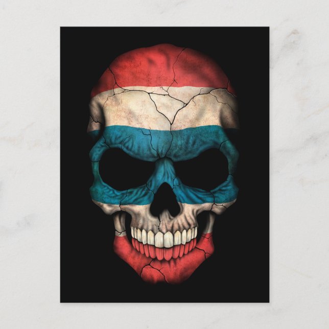 Thai Flag Skull on Black Postcard (Front)