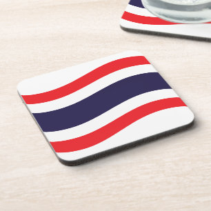 Thai Flag Wave Beverage Coaster