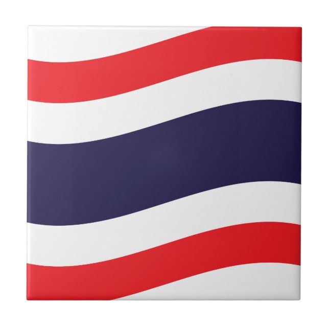 Thai Flag Wave Ceramic Tile (Front)