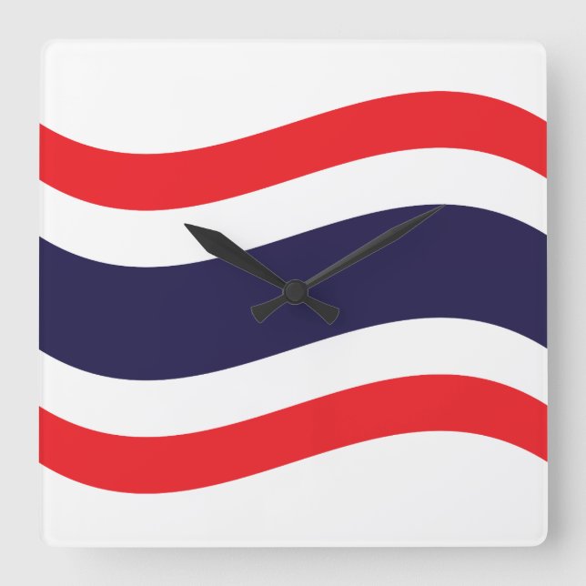 Thai Flag Wave Square Wall Clock (Front)