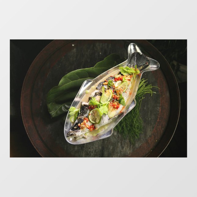 Thai Food Barramundi Fish Tom Yum Lime Spicy Window Cling (Sheet)