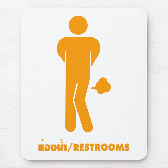 THAI FOOD CAN BE SPICY ⚠ Funny Sign : Restrooms ⚠ Mouse Pad (Front)