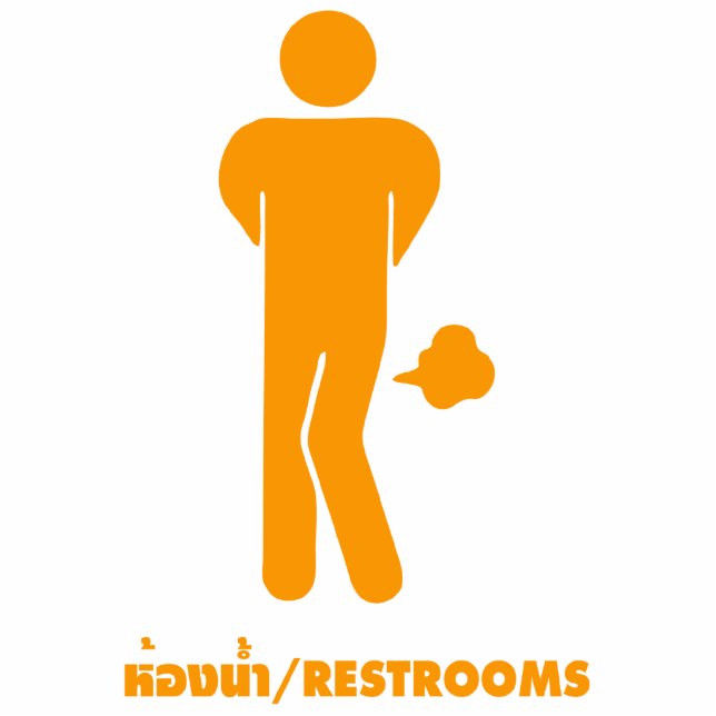 THAI FOOD CAN BE SPICY ⚠ Funny Sign : Restrooms ⚠ Statuette (Front)