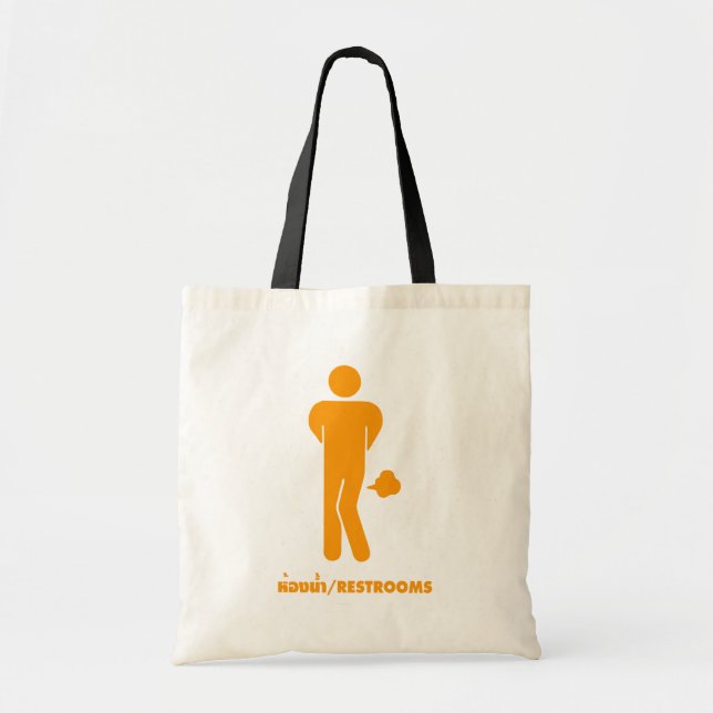 THAI FOOD CAN BE SPICY ⚠ Funny Sign : Restrooms ⚠ Tote Bag (Front)