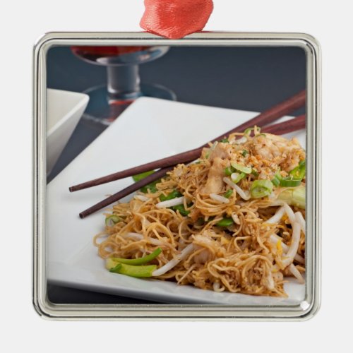 Thai Food Lo Mein Noodles Dish Metal Ornament