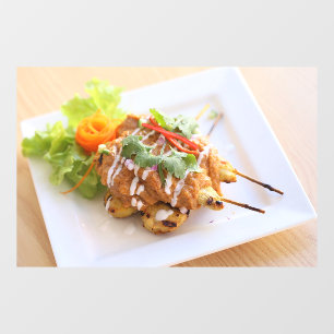 Thai Food Satay Chicken Skewer Thai Restaurant Window Cling