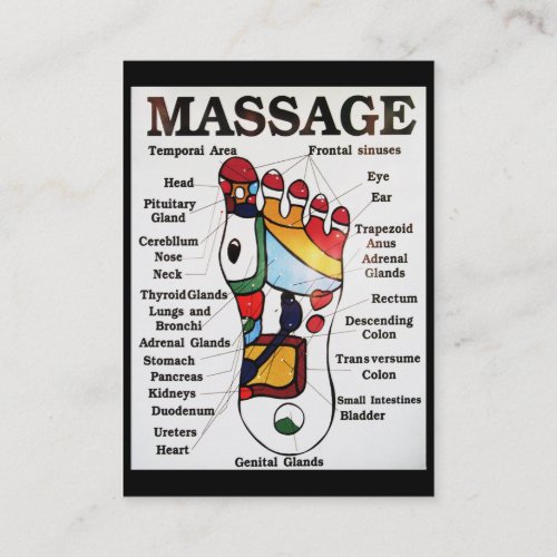 Thai Foot Massage  Reflexology map Business Card