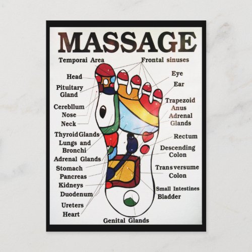Thai Foot Massage  Reflexology map Postcard