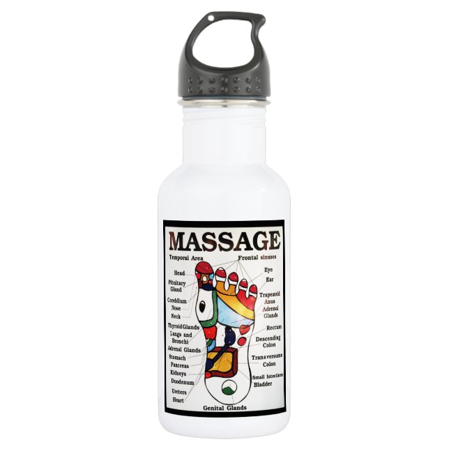 Thai Foot Massage ~ Reflexology map Water Bottle (Front)