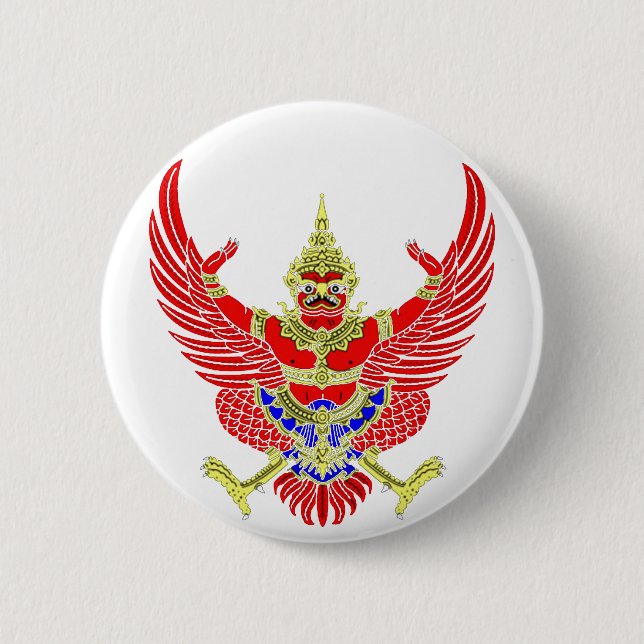 THAI GARUDA - KROOTH - SANSKRIT PINBACK BUTTON (Front)
