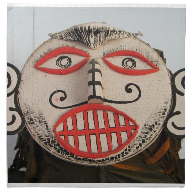 Thai Ghost Face, Phi Ta Khon Mask Festival, Loei Cloth Napkin (Front)