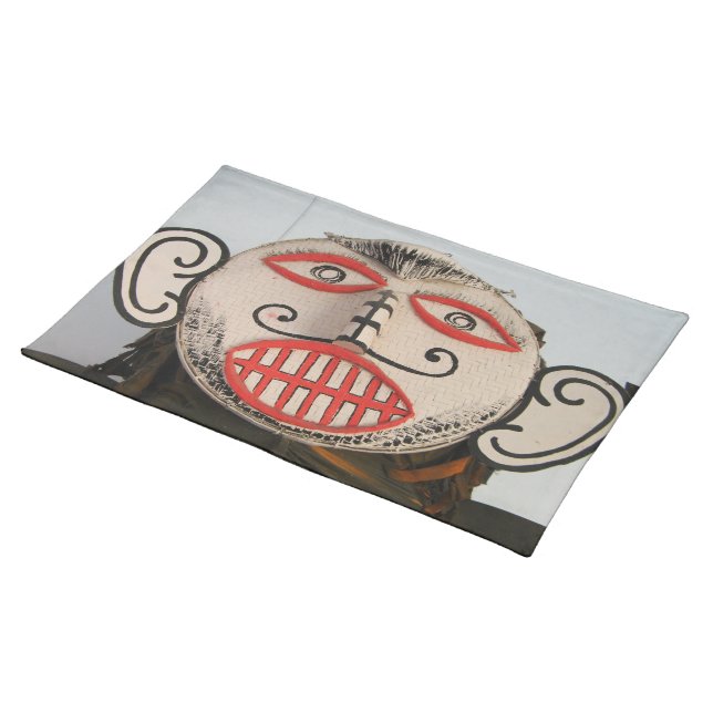Thai Ghost Face, Phi Ta Khon Mask Festival, Loei Cloth Placemat (On Table)