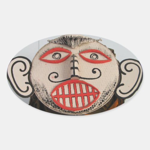 Thai Ghost Face Phi Ta Khon Mask Festival Loei Oval Sticker