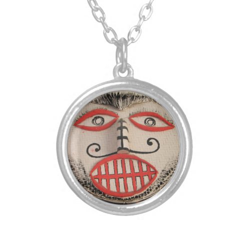Thai Ghost Face Phi Ta Khon Mask Festival Loei Silver Plated Necklace