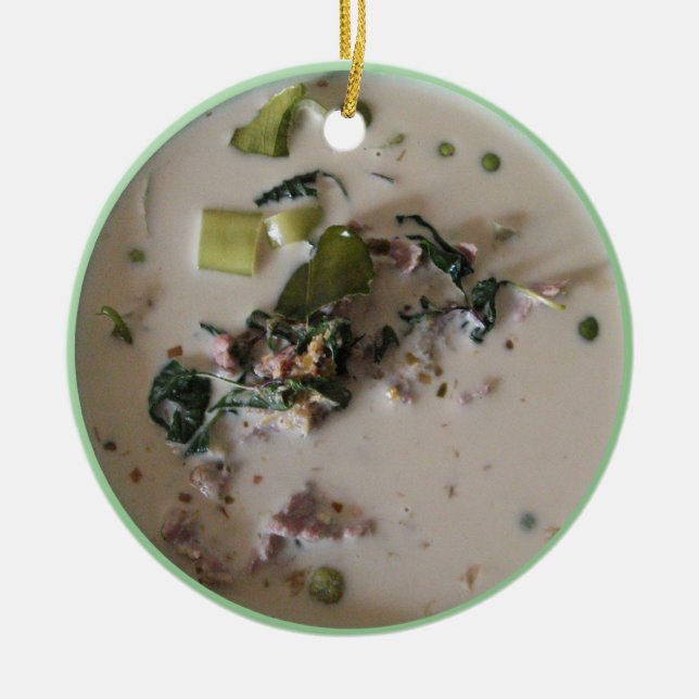 Thai Green Curry [แกงเขียวหวาน] ... Asian Food Ceramic Ornament (Front)