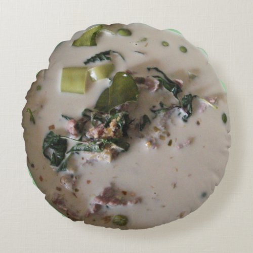 Thai Green Curry แกงเขียวหวาน  Asian Food Round Pillow