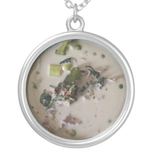 Thai Green Curry แกงเขียวหวาน  Asian Food Silver Plated Necklace