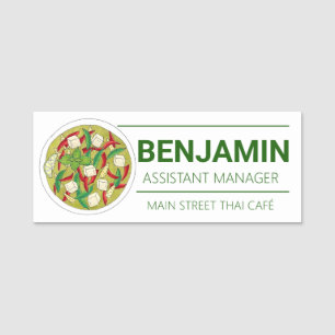 Thai Green Curry Cuisine Server Restaurant Food Name Tag