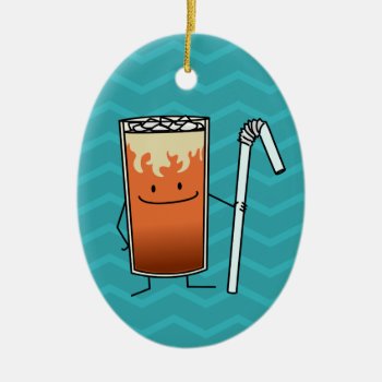 Thai Iced Tea & Bendy Straw Happy Drink Thailand Ceramic Ornament by kitteh03 at Zazzle