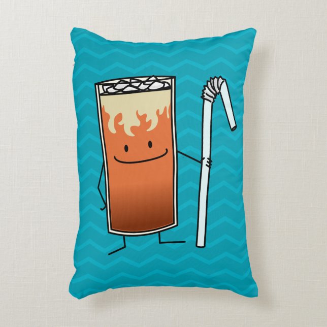 Thai Iced Tea & Bendy Straw Happy Drink Thailand Decorative Pillow (Front(Vertical))