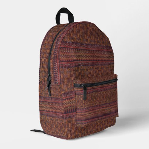 Thai Ikat Inspired Earthy Woven textile pattern Printed Backpack