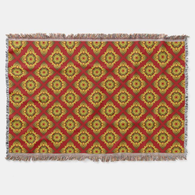 thai ikat seamless pattern background throw blanket (Front)