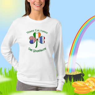 Thai Irish American Flags Shamrock Personalized  T-Shirt