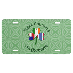 Thai Irish American Shamrock Flag Personalized License Plate