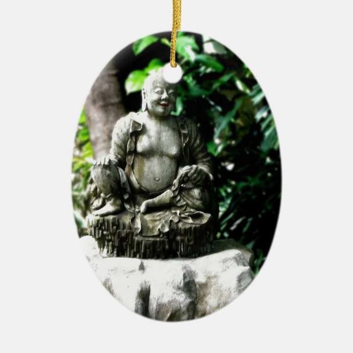Thai Laughing Buddha in Garden Christmas Ornaments