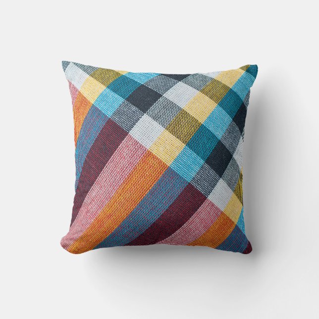 Thai Loincloth: Closeup Fabric Texture. Throw Pillow (Front)