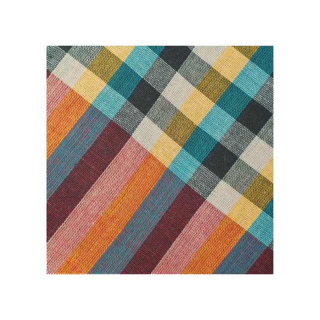 Thai Loincloth: Closeup Fabric Texture. Wood Wall Art (Front)