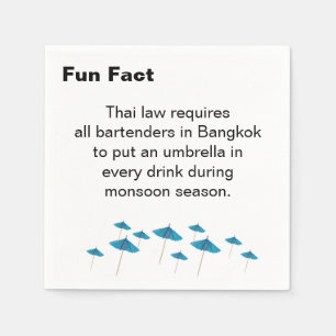 Thai Monsoon Umbrella Fun Fact Cocktail Napkins