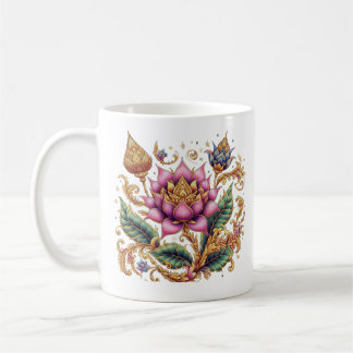 Thai Motif Flower Classic Ceramic Coffee Mug