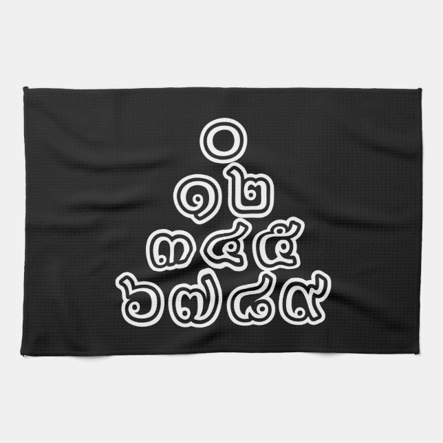 Thai Numbers Pyramid ♦ Thai Language Script ♦ Kitchen Towel (Horizontal)