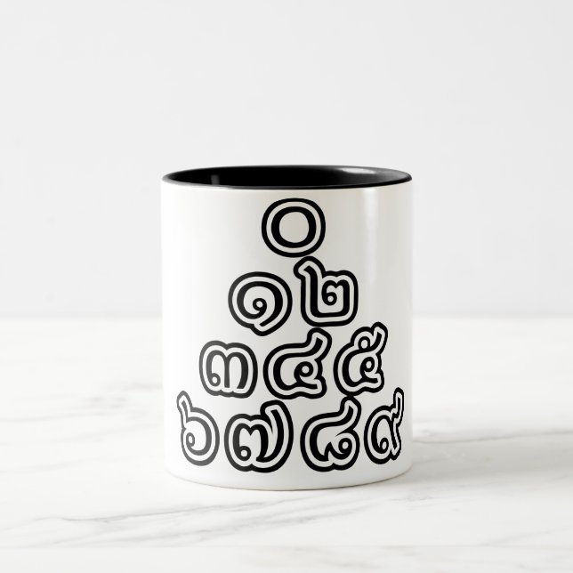 Thai Numbers Pyramid ♦ Thai Language Script ♦ Two-Tone Coffee Mug (Center)