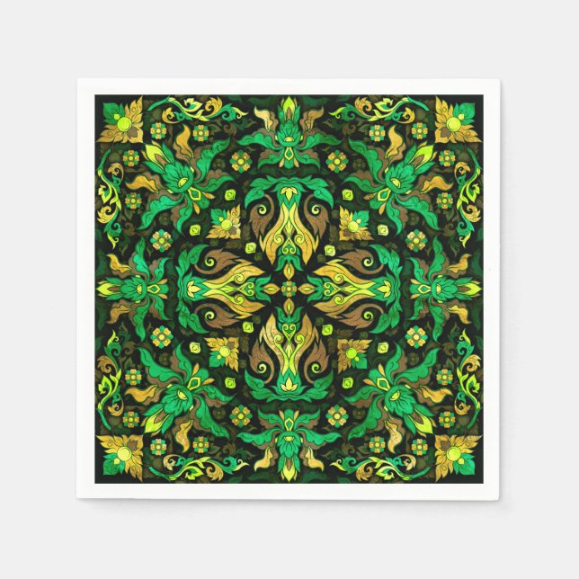 Thai Ornament - Gold and Green Napkins (Front)