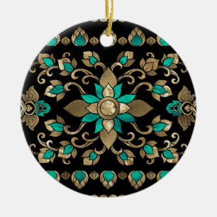 Thai Ornament - Gold and Teal