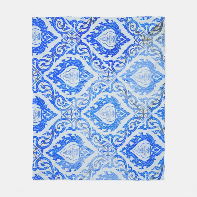 Thai pattern: ceramic tiled church. fleece blanket (Front)