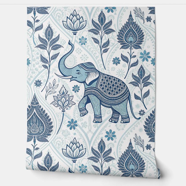 Thai pattern pastel color elephant wallpaper  (Unrolling)