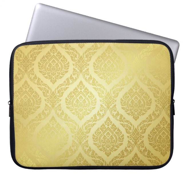Thai Pattern supreme gold backgroundthai, pattern, Laptop Sleeve (Front)